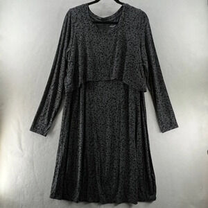 Old Navy Maternity Dress Size L Leopard Tunic Long Sleeve Stretch Viscose Gray